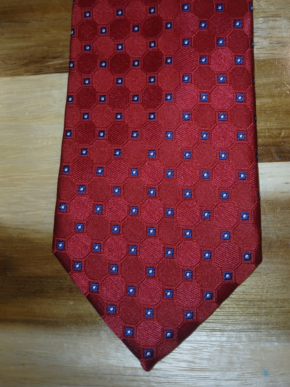 Tommy Hilfiger Red Tie with Blue Geometric Dots
